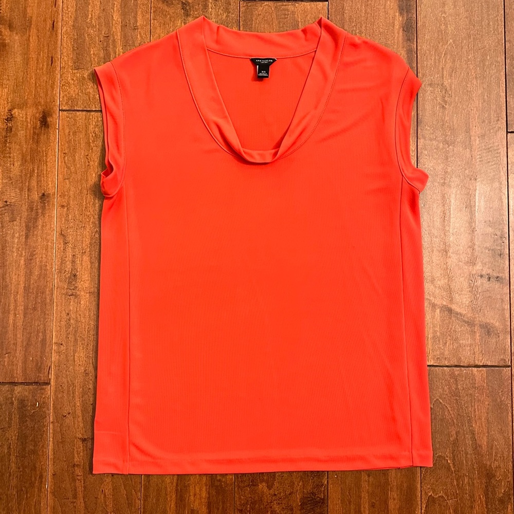 Ann Taylor Orange Sleeveless Cowl Neck Blouse Top Sz XS